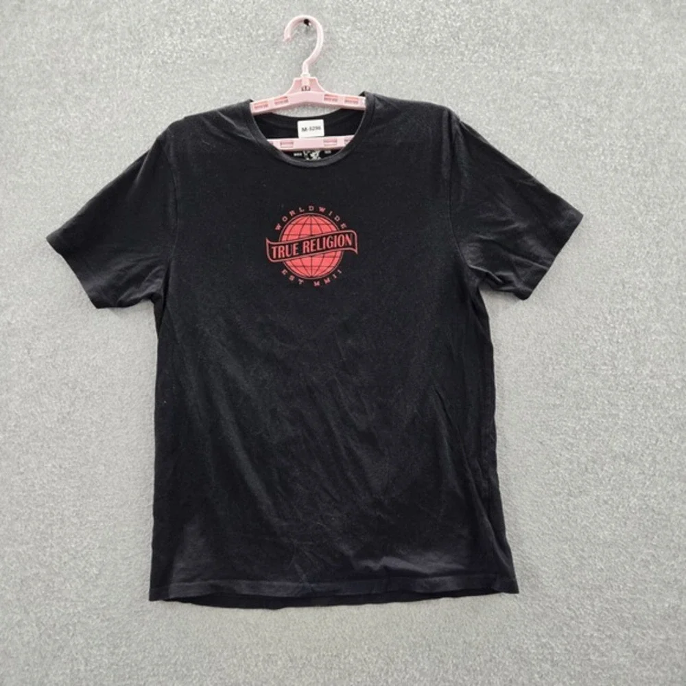 True Religion Men Shirt M Black Graphic Print Fall‎ Winter Music Tour Logo